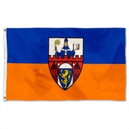 Siegen Beschreibung der Von Blau und Gelb Orange im Verhältnis längsgestreift gemeint ist quergestreift Flag Banner
