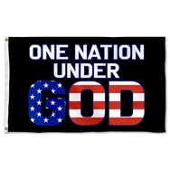 One Nation Under God Christian Jesus American Flag Banner
