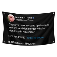 Trump checks Funny Twitter Flag Banner Black