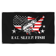 Eat. Sleep. Fish Flag Banner