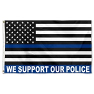 We Support Our Police Blue Flag Banner