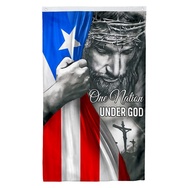 One Nation Under God Jesus Puerto Rico Flag Banner