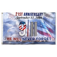 911 We Will Never Forget 21th Anniversary Flag Banner 41906