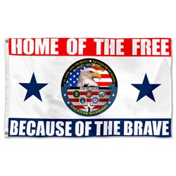 Home of The Free Because of The Brave American Warriors Flag Banner