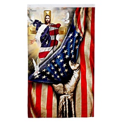 Christian Cross. God Bless America Decorative Flag Banner