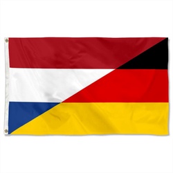 Dutch-German flag A diagonally divided hybrid between the  the Netherlands and Germany Flag Banner