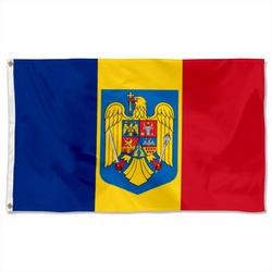 Romania Flag with the coat of arms Banner