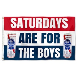 Saturdays are for the Boys Blue Ribbon Beer Flag Banner