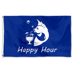 Happy Hour Fish Garden Flag Banner
