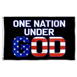 One Nation Under God Christian Jesus American Flag Banner