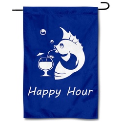 Happy Hour Fish Garden Flag Banner
