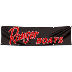 Fishing Boats Garage shop Decor Banner Work for Ranger Flag Black 2x8 Feet