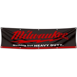 Tools Garage Shop Decor Banner Works for Milwaukee Flag Black 2x8 Feet