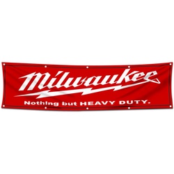 Tools Garage Shop Decor Banner Works for Milwaukee Flag Red 2x8 Feet