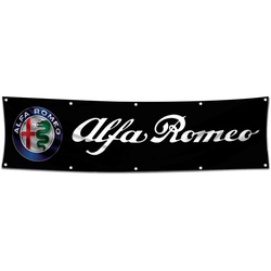 Car Moto Garage Shop Decor Banner Works for Alfa Romeo Flag 2x8 Feet