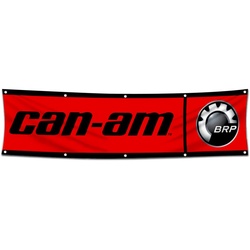 Car Motor Garage shop Decor Banner Works for Can Ams Flag Red 2x8 Feet