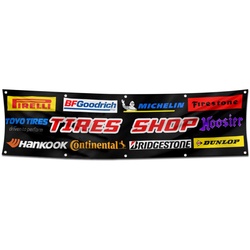 Car Motor Garage Tires Shop Decor Banner Flag Black 2x8 Fee
