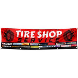 Car Motor Garage Tires Shop Decor Banner Flag Red 2x8 Feet