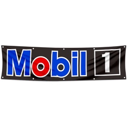 Car Motor Garage Workshop Banner Works for Mobiloil Moly Flag Black 2x8 Feet