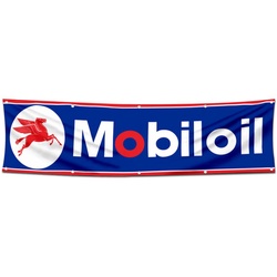 Car Motor Garage Workshop Banner Works for Mobiloil Moly Flag Blue 2x8 Feet