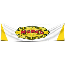 Car Motor Parts Garage Workshop Decor Banner Works for Mopar Flag White 2x8 Feet