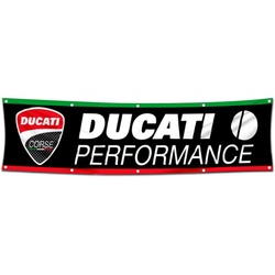 Motorcycles Garage Shop Decor Banner Works for Ducati Flag Black 2x8 Feet