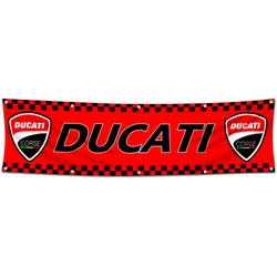 Motorcycles Garage Shop Decor Banner Works for Ducati Flag Red 2x8 Feet