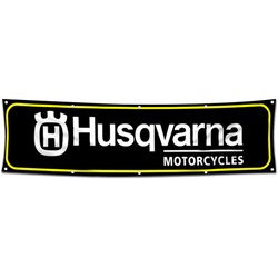 Motorcycles Garage Shop Decor Banner Works for Husqvarna Flag Black 2x8 Feet