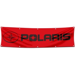 Motorcycles Garage Shop Decor Banner Works for Polrris Flag Red 2x8 Feet