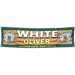 Tractors Garage Shop Decor Banner Works for olive white Flag 2x8 Feet