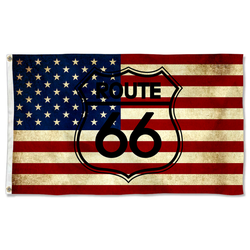 Route 66 Motorcycle Biker Rider Retro USA Flag Banner