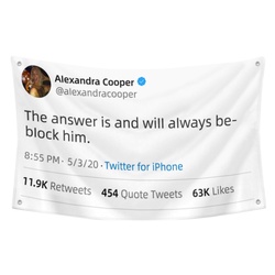 Alexandra Cooper - The answer is and will always be-block him Flag Twitter Banner White