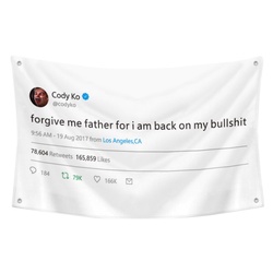 Cody Ko- Forgive me father for i am back on my bullshit Flag Twitter Banner White