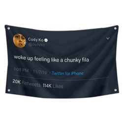 Cody Ko- woke up feeling like a chunky fila Flag Twitter Banner Black