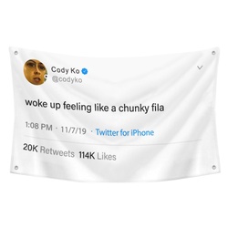 Cody Ko- woke up feeling like a chunky fila Flag Twitter Banner White