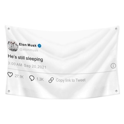 Elon Musk - He's still sleeping Funny Twitter Flag Banner White