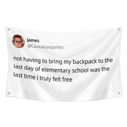 James Funny Twitter Flag Banner White