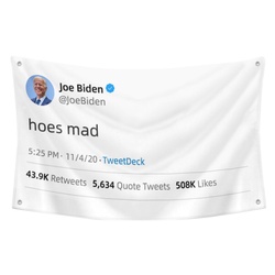 Joe Bidden Hoes Mad Banner Funny Twitter Flag Banner White