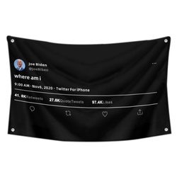 Joe Biden - where am i Funny Twitter Flag Banner Black
