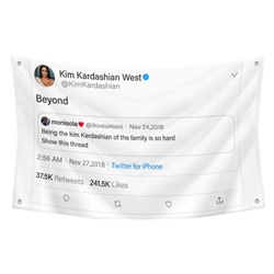 Kim kardashian west - Beyond Moisalo Funny twitter Flag Banner White