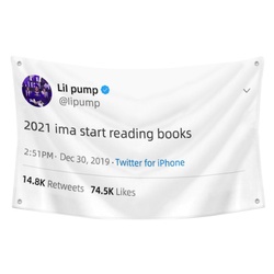 Lil pump - 2021 ima start reading books Funny Twitter Flag Banner White
