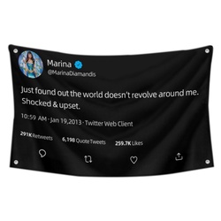 Marina Diamandis  Just Found Out The World Does not Revolve Around Me Shocked and Upset Funny Twitter Flag Banner Black