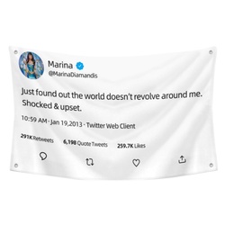 Marina Diamandis - Just Found Out The World Does not Revolve Around Me Shocked and Upset Funny Twitter Flag Banner White