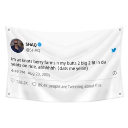 SHAQ Funny Twitter Flag Banner White