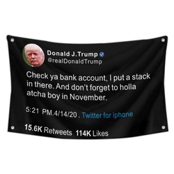 Trump checks Funny Twitter Flag Banner Black