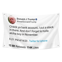 Trump checks Funny Twitter Flag Banner White