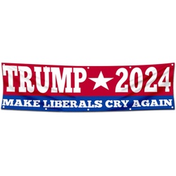 Trump 2024 Make Liberals Cry Again Flag Banner 2x8 Feet