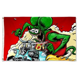 Rat Fink Flag Banner Red