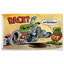 Rat Fink Race car Flag Banner