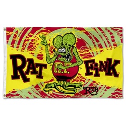 Rat Fink Roth Racing Flag Banner Yellow